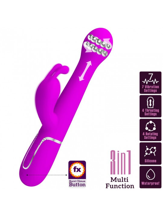 PRETTY LOVE - VIBRATORE DEJON RABBIT 3 IN 1 VIOLA MULTIFUNZIONE