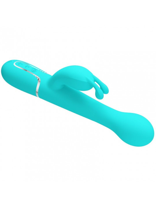 PRETTY LOVE - VIBRATORE DEJON RABBIT 3 IN 1 MULTIFUNZIONE VERDE ACQUA