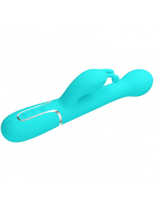 PRETTY LOVE - VIBRATORE DEJON RABBIT 3 IN 1 MULTIFUNZIONE VERDE ACQUA