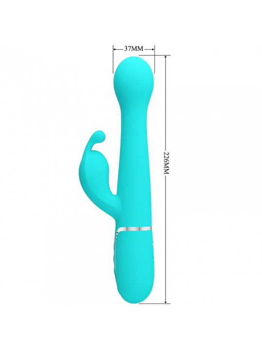 PRETTY LOVE - VIBRATORE DEJON RABBIT 3 IN 1 MULTIFUNZIONE VERDE ACQUA