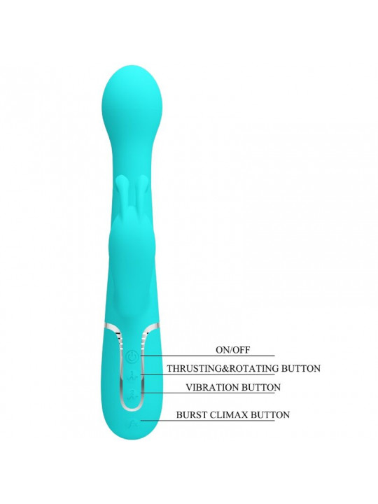 PRETTY LOVE - VIBRATORE DEJON RABBIT 3 IN 1 MULTIFUNZIONE VERDE ACQUA