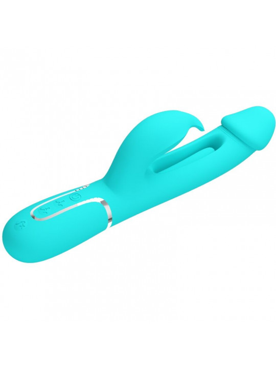 PRETTY LOVE - VIBRATORE DEJON RABBIT 3 IN 1 MULTIFUNZIONE VERDE ACQUA