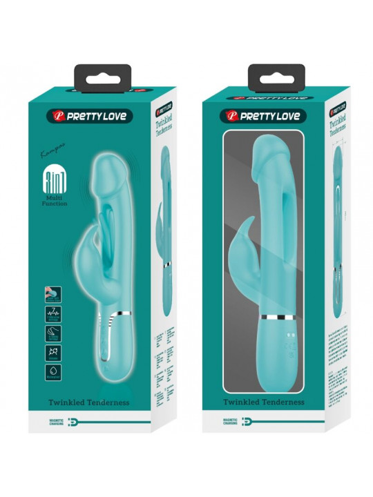 PRETTY LOVE - VIBRATORE DEJON RABBIT 3 IN 1 MULTIFUNZIONE VERDE ACQUA