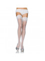 LEG AVENUE - CALZE BIANCHE CON SILICONE E PIZZO