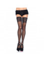 LEG AVENUE - CALZE NERE CON PIZZO LARGO TAGLIA UNICA