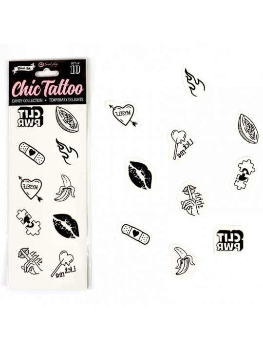 SECRET PLAY - SET DI 10 TATUAGGI TEMPORANEI DELLA COLLEZIONE CANDY