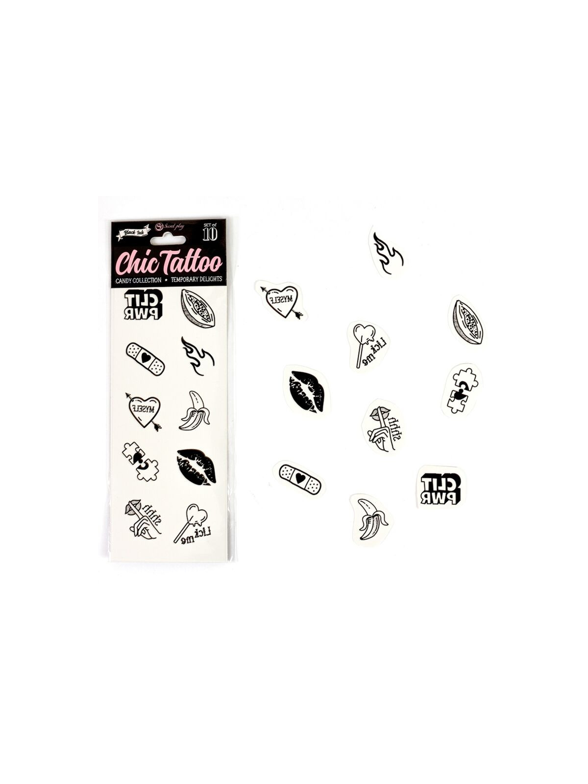 SECRET PLAY - SET DI 10 TATUAGGI TEMPORANEI DELLA COLLEZIONE CANDY