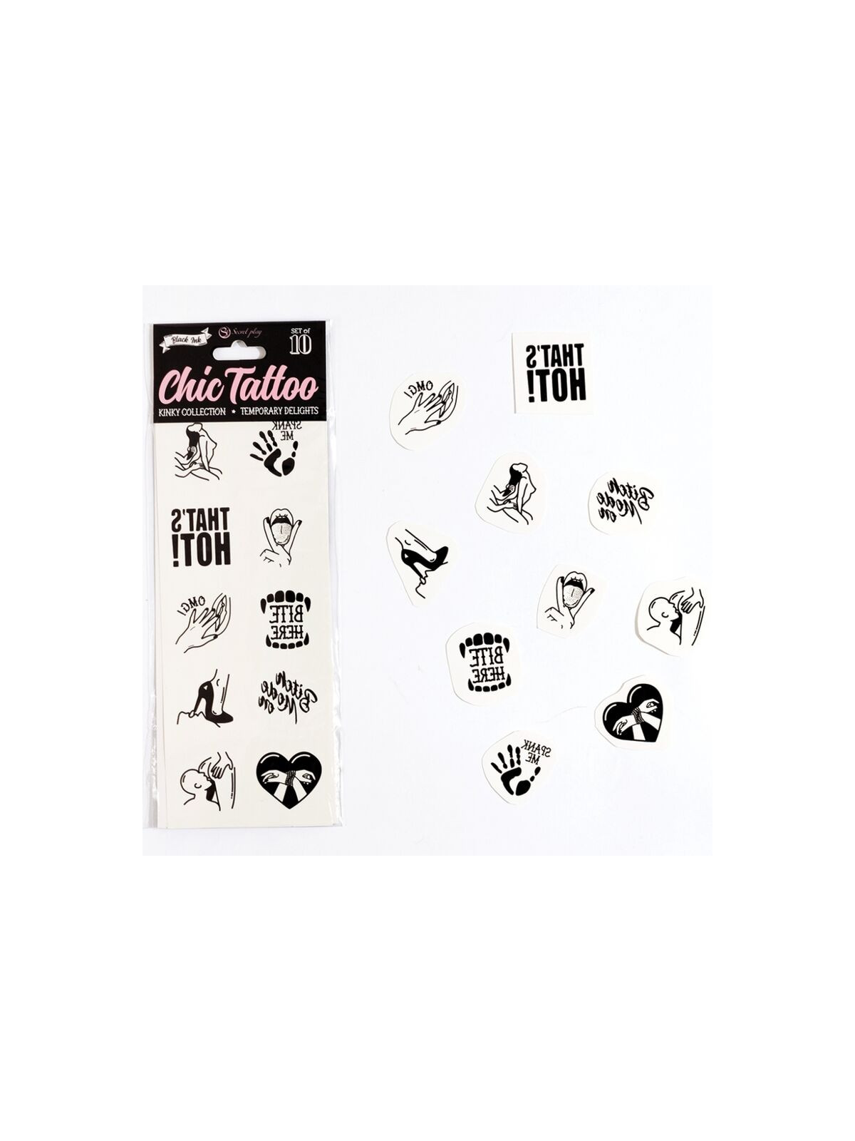 SECRET PLAY - SET DI 10 TATUAGGI TEMPORANEI COLLEZIONE KINKY