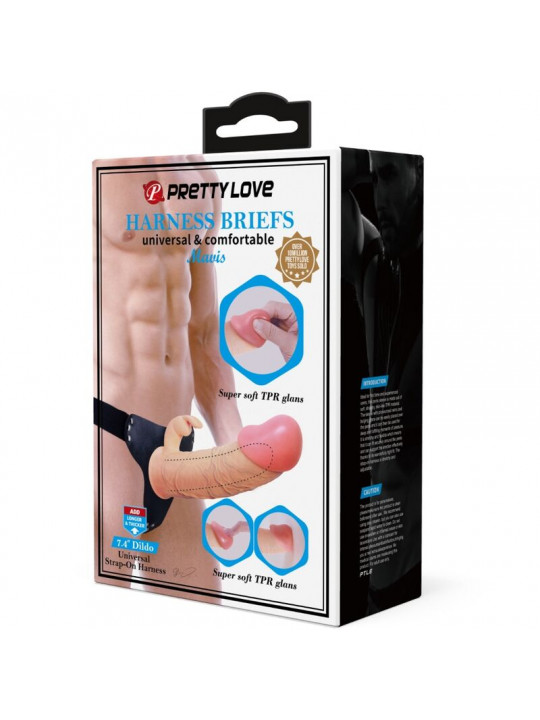 PRETTY LOVE - MAVIS HARNESS SLIP UNIVERSALE CON DILDO 19 CM NATURALE