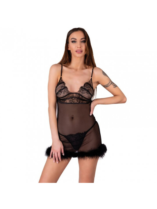 LIVCO CORSETTI FASHION - SET ZERUNAM BABYDOLL + PERIZOMA NERO