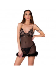 LIVCO CORSETTI FASHION - SET ZERUNAM BABYDOLL + PERIZOMA NERO