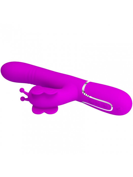 PRETTY LOVE - VIBRATORE MULTIFUNZIONE RABBIT 4 IN 1 FARFALLA FUCSIA