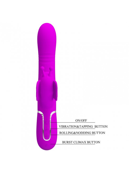 PRETTY LOVE - VIBRATORE MULTIFUNZIONE RABBIT 4 IN 1 FARFALLA FUCSIA