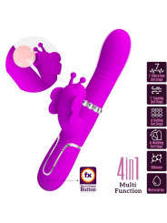 PRETTY LOVE - VIBRATORE MULTIFUNZIONE RABBIT 4 IN 1 FARFALLA FUCSIA