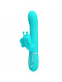 PRETTY LOVE - VIBRATORE MULTIFUNZIONE RABBIT 4 IN 1 FARFALLA VERDE ACQUA