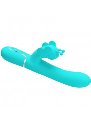 PRETTY LOVE - VIBRATORE MULTIFUNZIONE RABBIT 4 IN 1 FARFALLA VERDE ACQUA