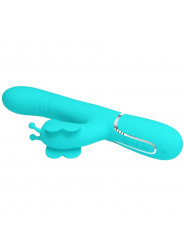 PRETTY LOVE - VIBRATORE MULTIFUNZIONE RABBIT 4 IN 1 FARFALLA VERDE ACQUA