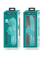 PRETTY LOVE - VIBRATORE MULTIFUNZIONE RABBIT 4 IN 1 FARFALLA VERDE ACQUA