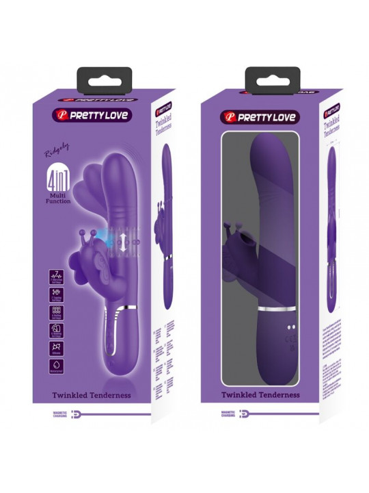 PRETTY LOVE - VIBRATORE MULTIFUNZIONE RABBIT 4 IN 1 FARFALLA VIOLA