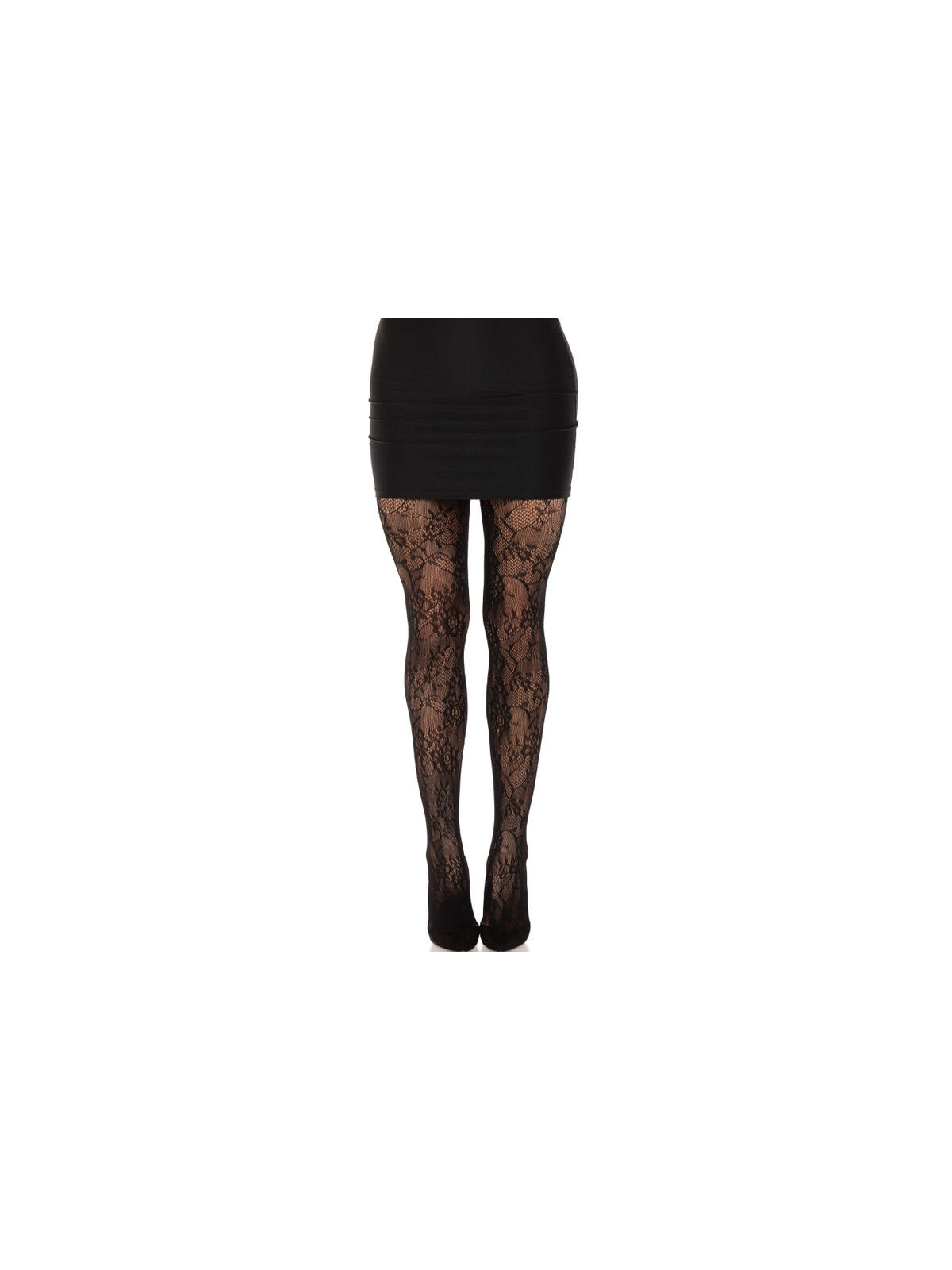 LEG AVENUE - CALZE IN PIZZO FLOREALE NERO