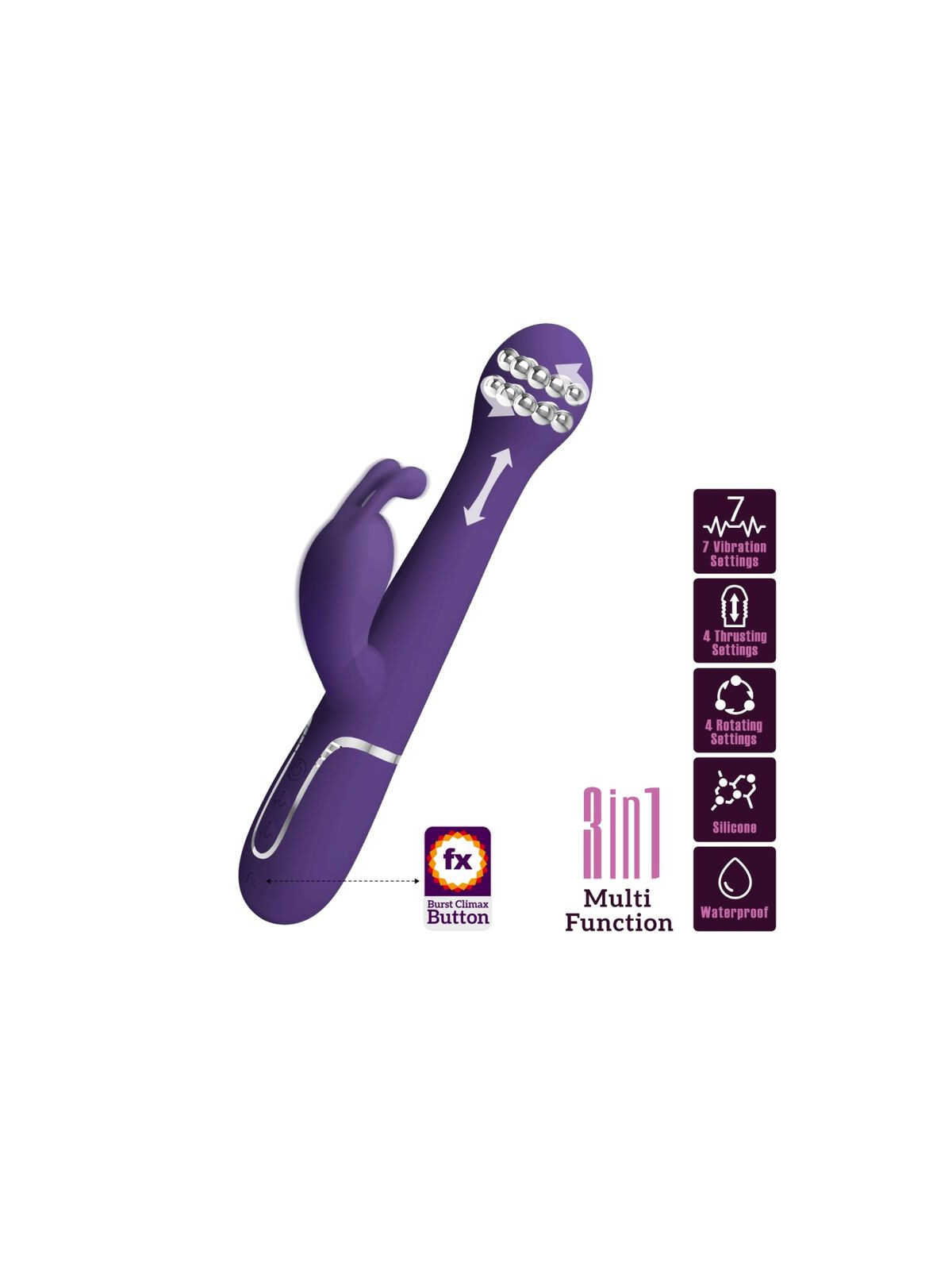 PRETTY LOVE - DEJON VIBRATORE RABBIT 3 IN 1 MULTIFUNZIONE VIOLA