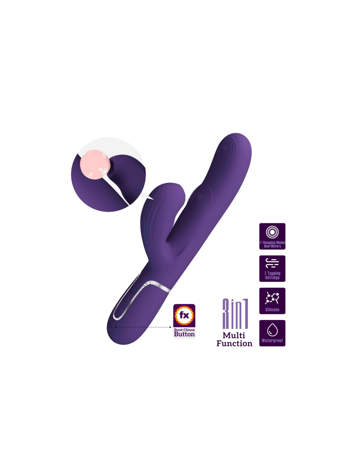 PRETTY LOVE - PERLITA VIBRATORE G-SPOT 3 IN 1 MULTIFUNZIONE VIOLA