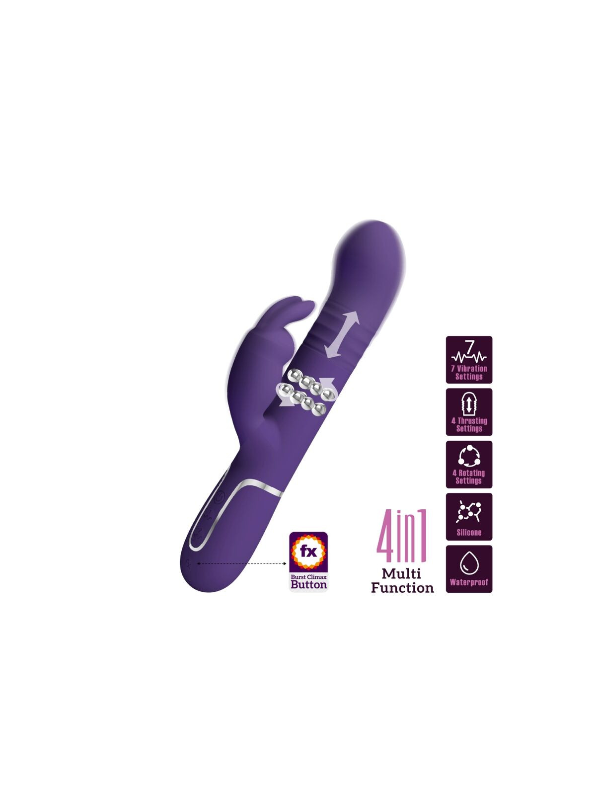 PRETTY LOVE - COALE VIBRATORE CONIGLIO CARBONE 4 EN 1 VIOLA