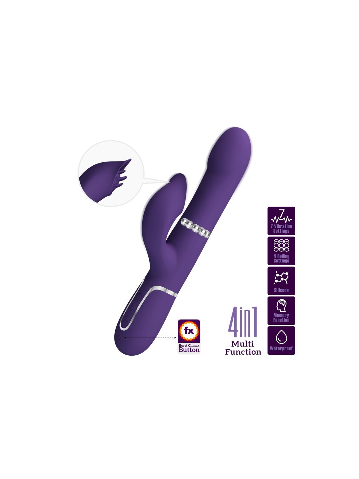 PRETTY LOVE - ZALIN PERLE VIBRATORE CONIGLIO 4 EN 1 VIOLA