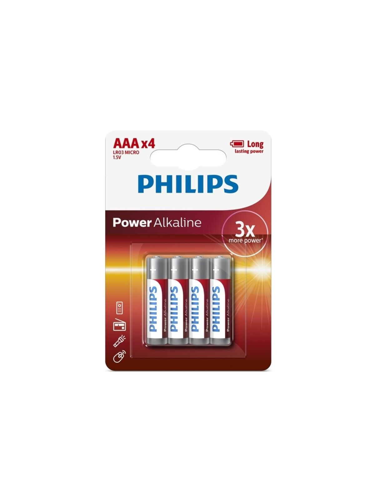 PHILIPS - BATTERIA POWER ALCALINA AAA LR03 CONFEZIONE DA 4