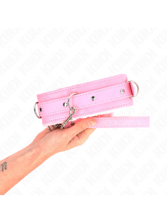 KINK - COLLARE CON GUINZAGLIO 65 CM CON RESTRIZIONI ROSA 36-42 CM X 5,5 CM