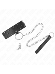 KINK - COLLANA CON GUINZAGLIO 65 CM CON BORCHIE IN ARGENTO MODELLO 5 REGOLABILE 36-43 CM X 5 CM