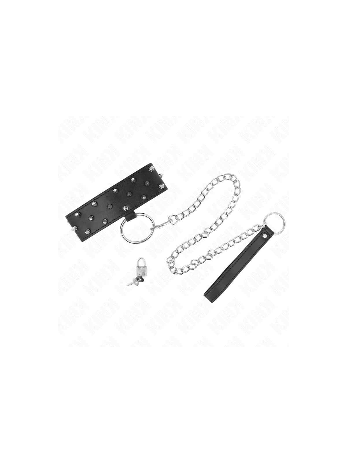 KINK - COLLANA CON GUINZAGLIO 65 CM CON BORCHIE IN ARGENTO MODELLO 5 REGOLABILE 36-43 CM X 5 CM