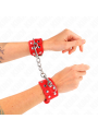 KINK - BRACCIALI CON DOPPIA LINEA DI BORCHIE REGOLABILI ROSSO