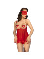 CHILIROSE - CR 4715 SET BABYDOLL QUATTRO PEZZI ROSSO L