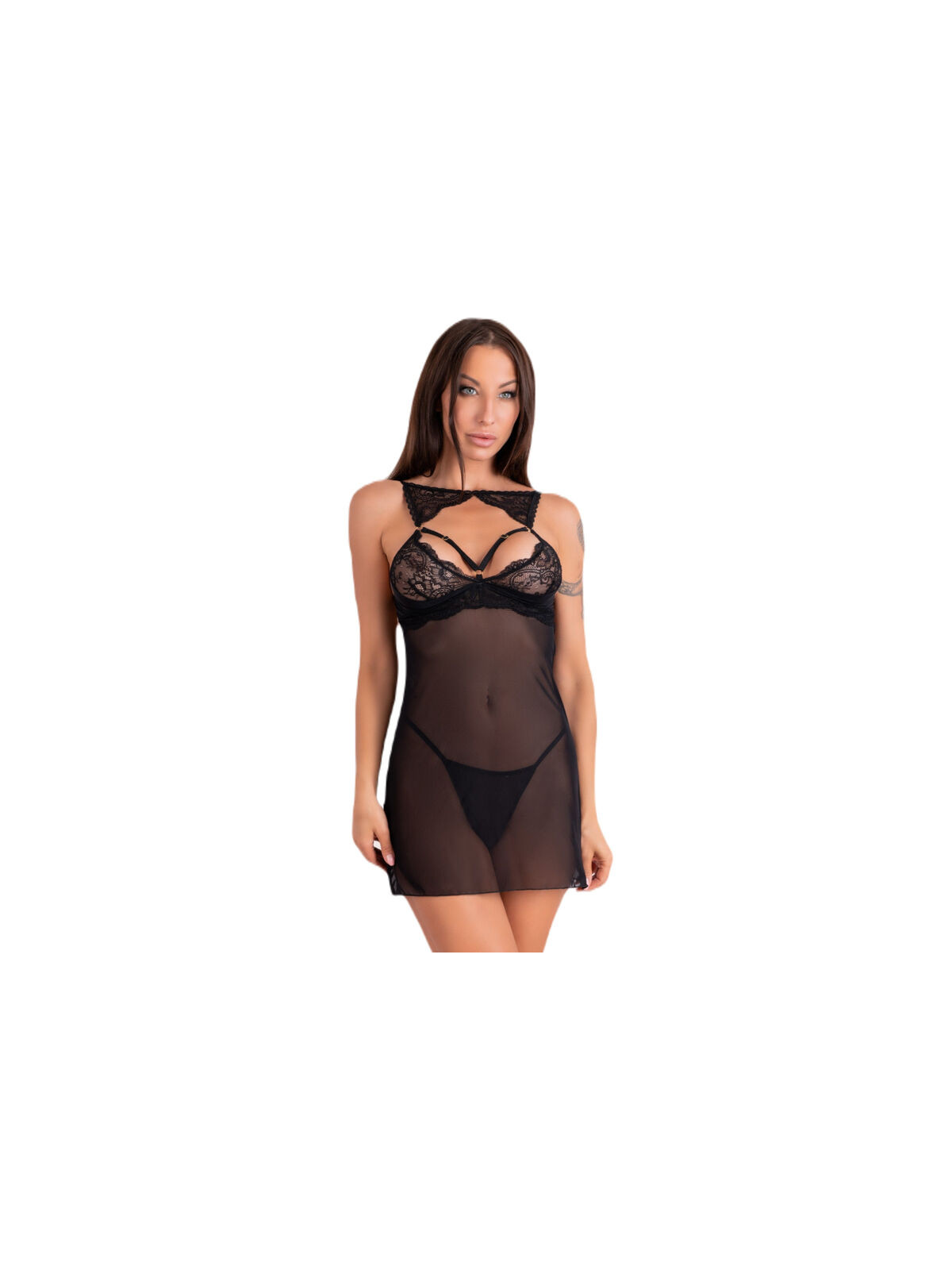 LIVCO CORSETTI FASHION - KROLINA LC 90734 CHEMISE + PERIZOMA NERO S/M