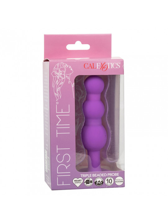 CALEXOTICS - FIRST TIME PLUG ANALE SONDA A TRIPLA PERLINE 10 VIBRAZIONI VIOLA