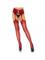 LEG AVENUE - CALZE IN PIZZO BORDEAUX CON GIARRETTIERA TAGLIA UNICA