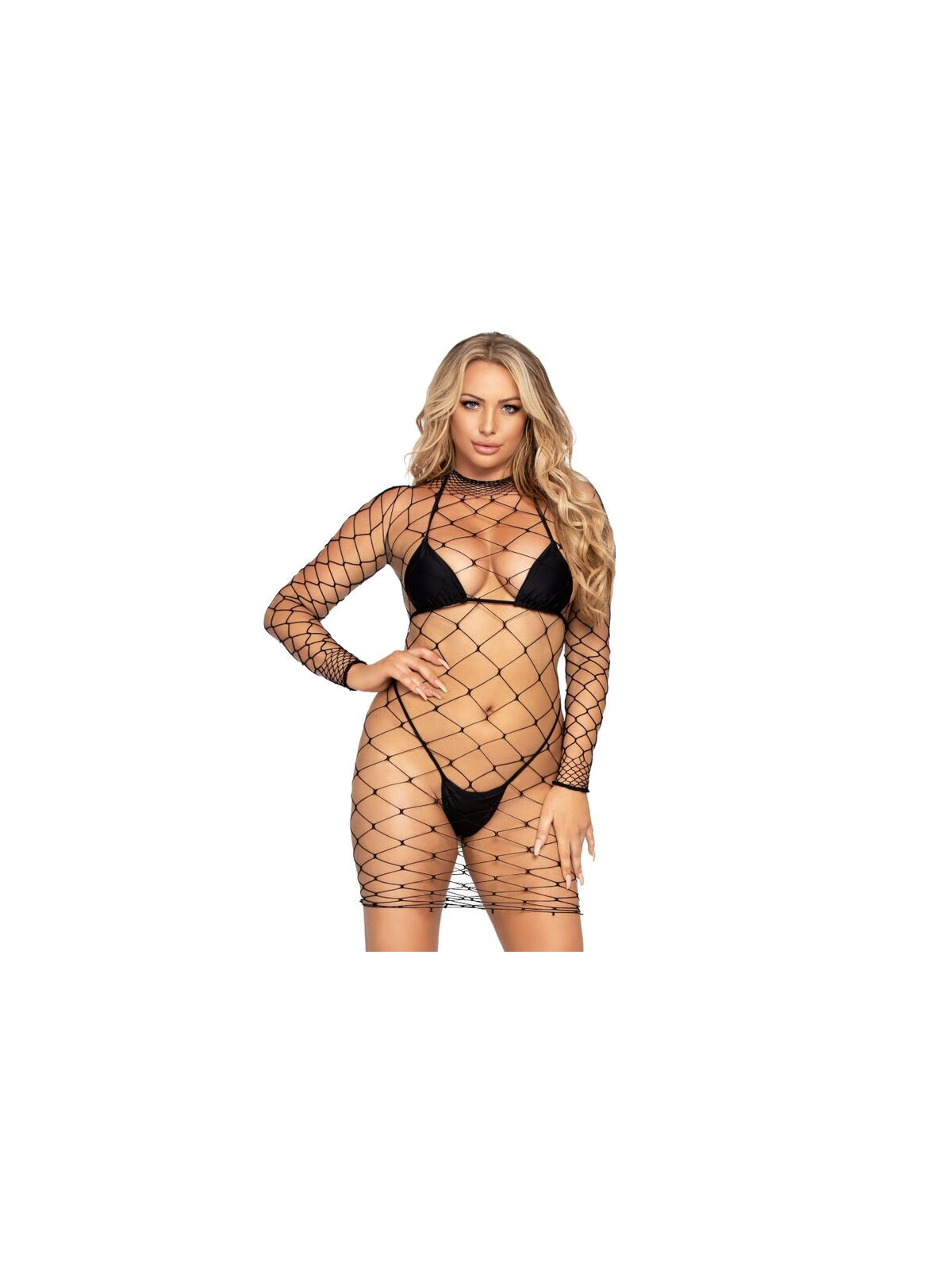 LEG AVENUE - MINI ABITO FENCE NET TAGLIA UNICA