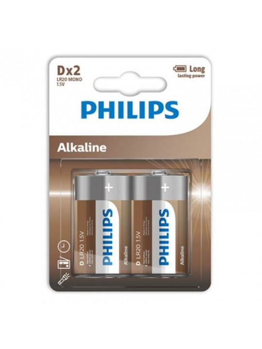 PHILIPS - BATTERIA ALCALINA D LR20 BLISTER*2