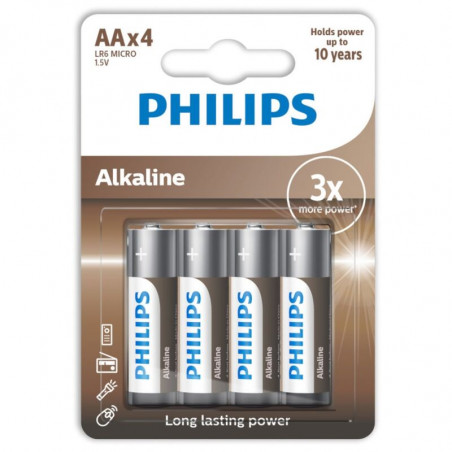 PHILIPS - BATTERIE ALCALINE AA LR6 CONFEZIONE DA 4