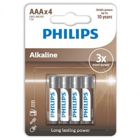 PHILIPS - BATTERIA ALCALINA AAA LR03 CONFEZIONE DA 4