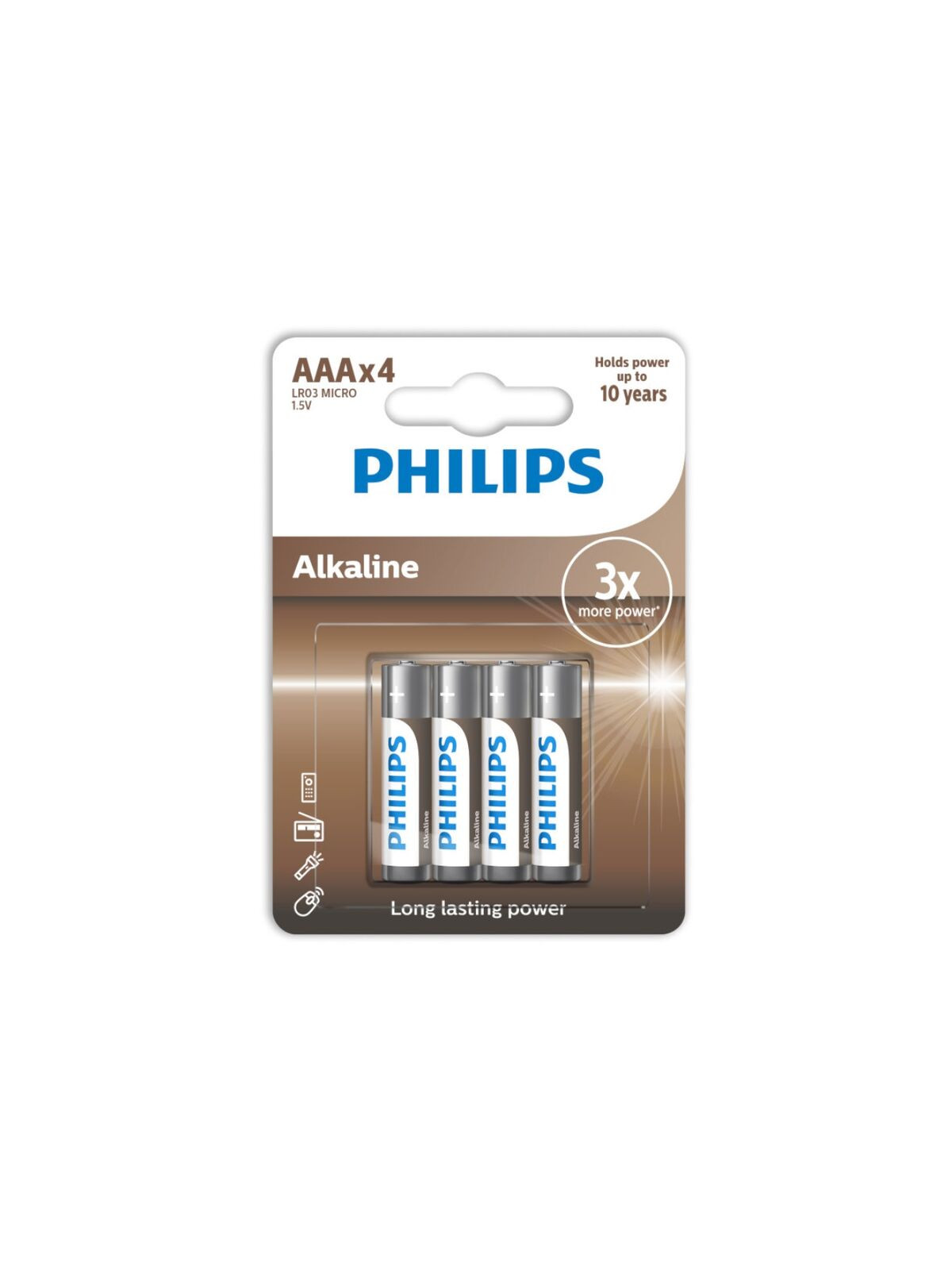 PHILIPS - BATTERIA ALCALINA AAA LR03 CONFEZIONE DA 4