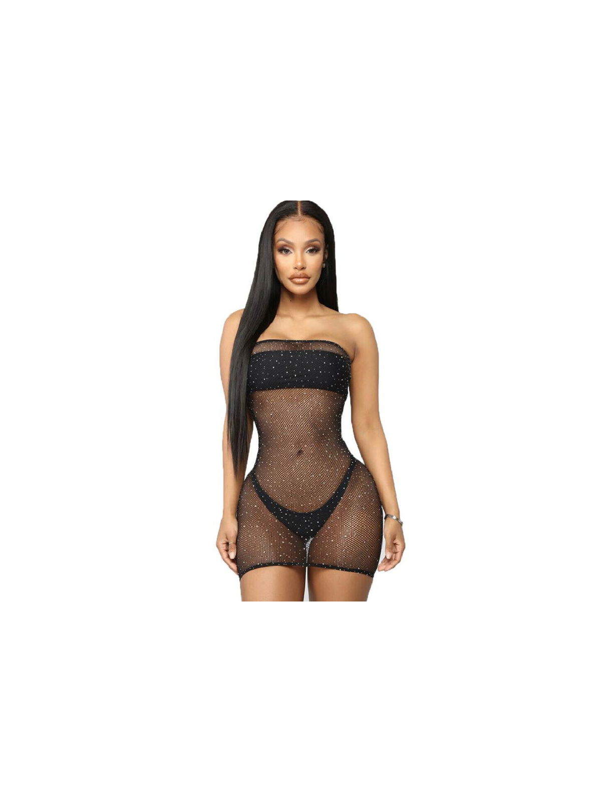 QUEEN LINGERIE - ABITO BODY A RETE CON DIAMANTI S/L