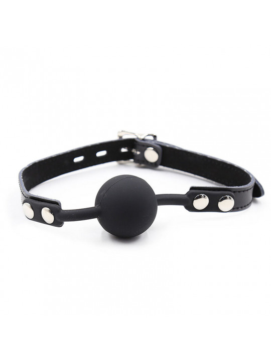 OHMAMA FETISH - BALL GAG IN SILICONE CON CINTURA IN PELLE (LUCCHETTO INCLUSO)