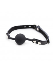 OHMAMA FETISH - BALL GAG IN SILICONE CON CINTURA IN PELLE (LUCCHETTO INCLUSO)