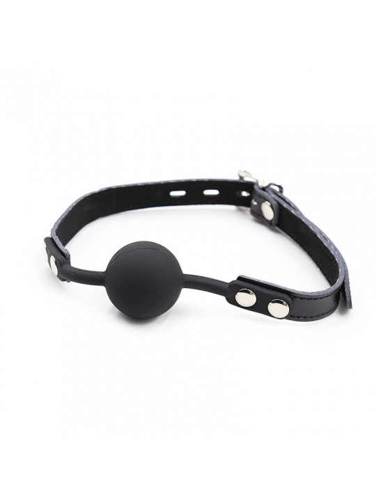 OHMAMA FETISH - BALL GAG IN SILICONE CON CINTURA IN PELLE (LUCCHETTO INCLUSO)