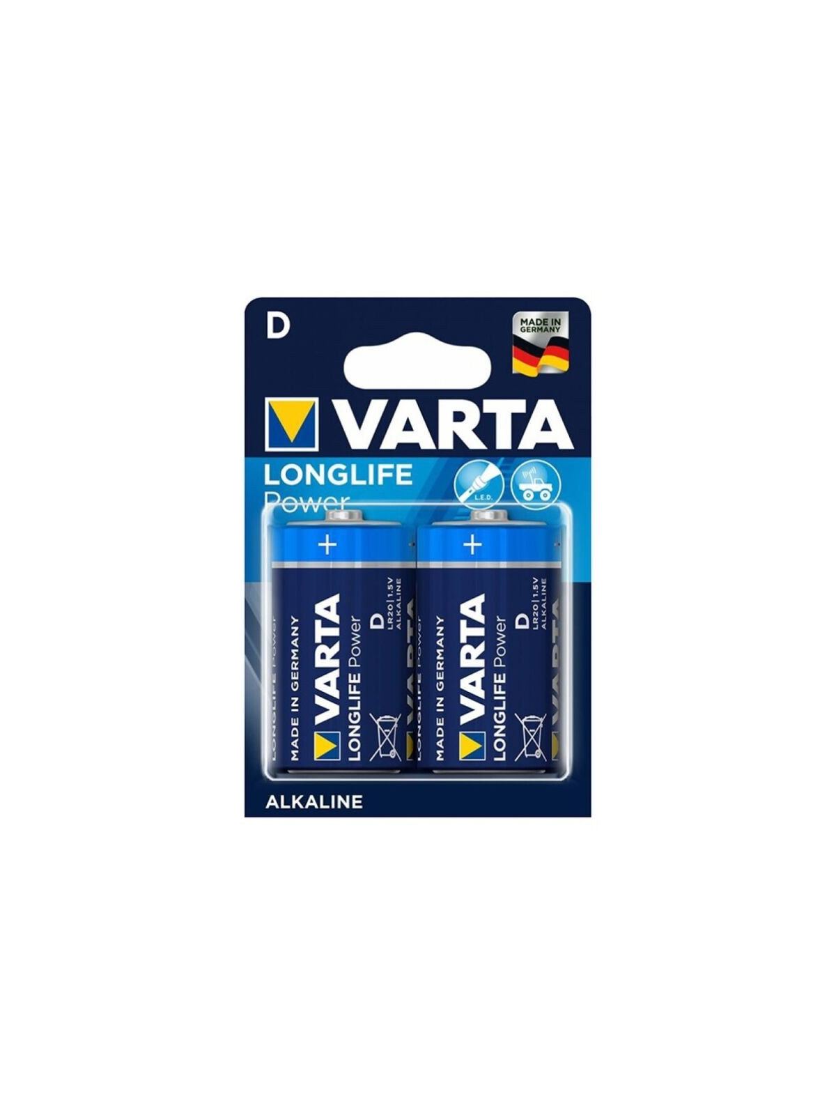 VARTA - LONGLIFE POWER BATTERIA ALCALINA D LR20 2 UNITÀ