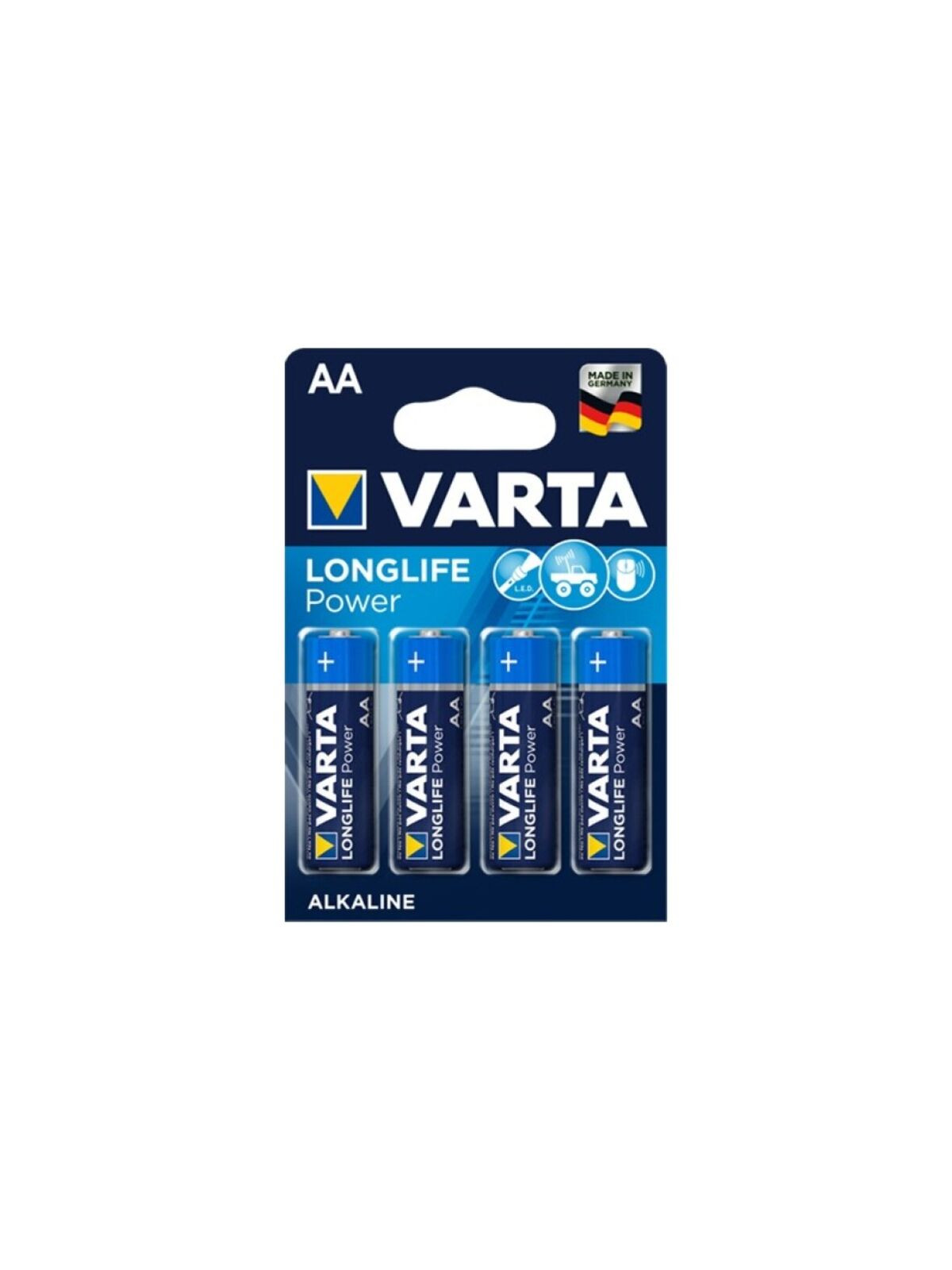 VARTA - LONGLIFE POWER BATTERIA ALCALINA AA LR6 4 UNITÀ