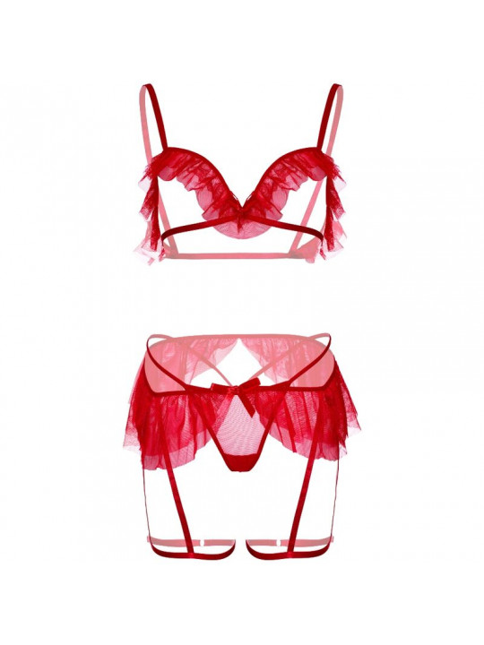 LEG AVENUE - SET TRE PEZZI REGGISENO, PERING E REGGISENO