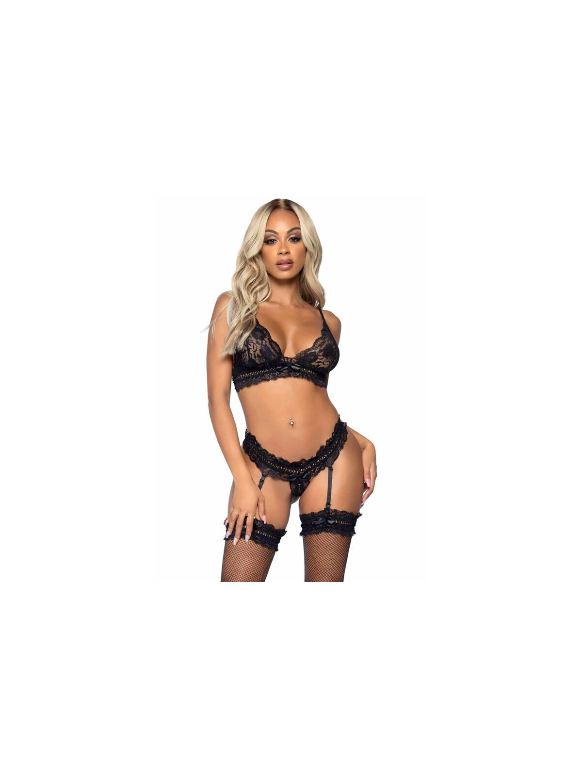 LEG AVENUE - SET TRE PEZZI TAGLIA UNICA - NERO